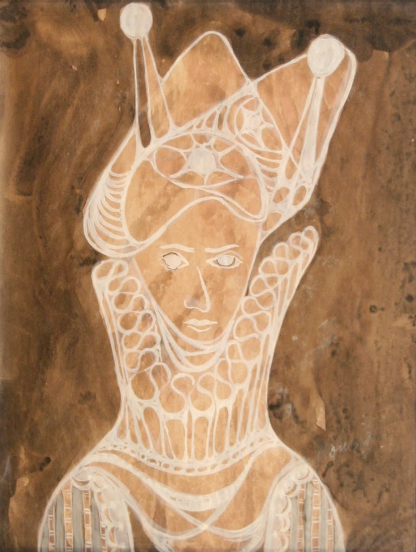Francisco Moncion (Dominican - American, 1918 - 1995): "Caballero"; 1950; Gouache on Paper; 10.5" x 8"; Signed Lower Right; Framed (under glass).