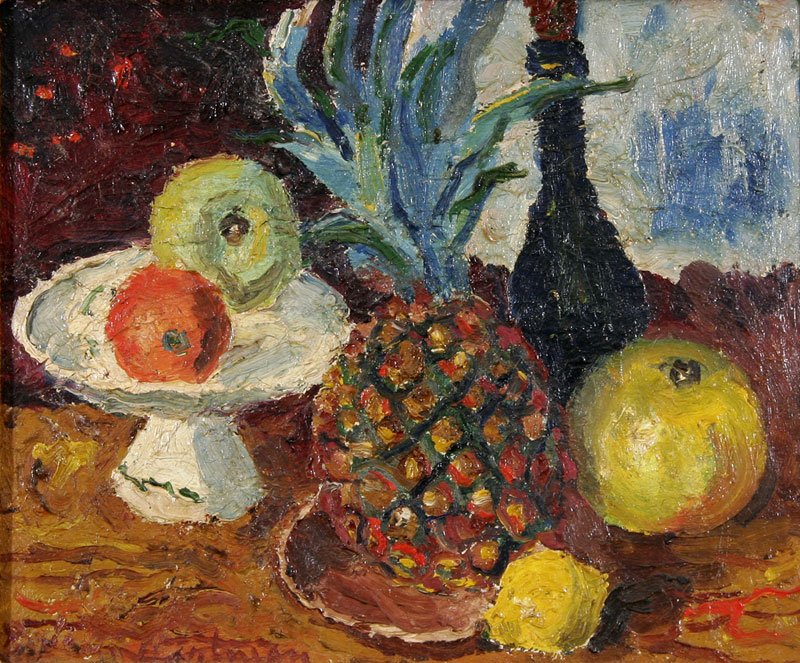 Bertram Hartman (1882-1960): Still Life, n.d., Oil on canvas, 8.25" x 10.25", Signed Lower Left, Framed. Rabin & Krueger label on verso.