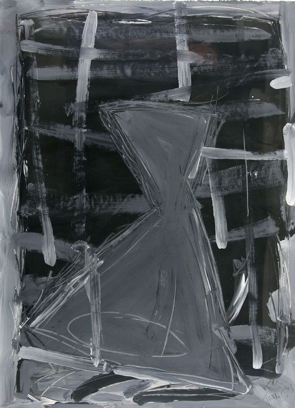 Ernest Frazier (1942-2004): Abstract in Grey, 1983, Acrylic on Paper, 42" x 30.5", Signed Lower Right, Framed.