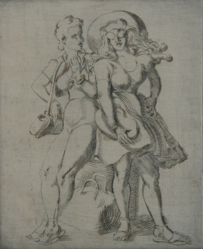 Reginald Marsh (1898-1954): League Print, 1949, Engraving, 9.75" x 7.75", Signed Lower Right, Framed. Printed by The Art Students League, NYC. RESERVE.