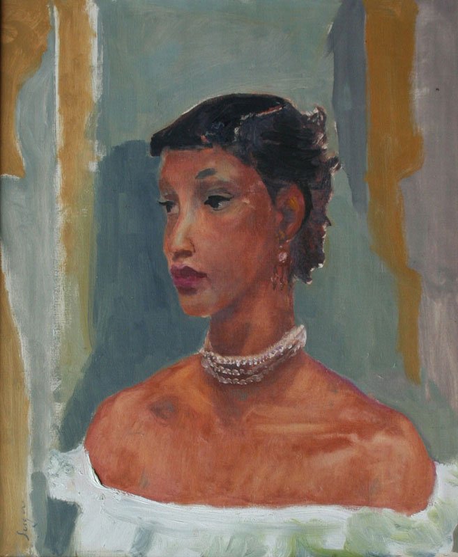Frederick Serger (1889-1965): Three Strands of Pearls, c. 1950, Oil on Canvas, 24" x 20", Signed Lower Left, Framed.