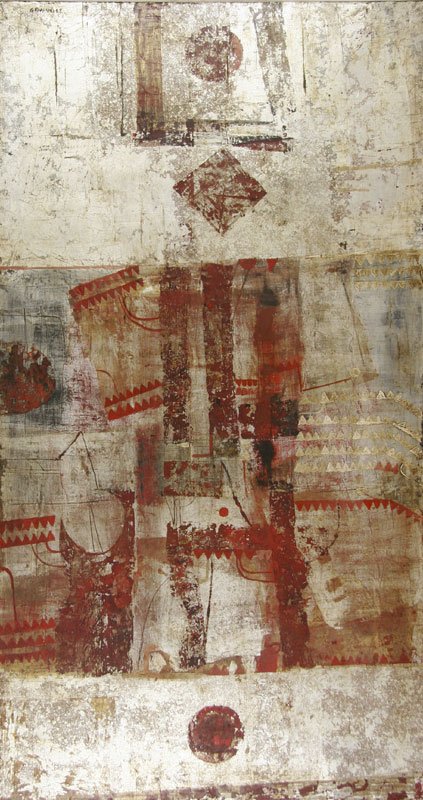 Gustavo Foppiani (1925-1986): One of Two Magical Pictures (Una della Due Tavole Magiche), 1963, Oil on Board, 36" x 19.5", Signed Upper Right, Framed