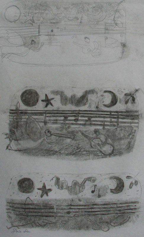 Doris Lee (1905-1983): Angels and Music, c. 1960, Pencil/Charcoal, 16.5" x 13.75", Estate Stamped LL, Unframed. Provenance: Estate of the artist.
