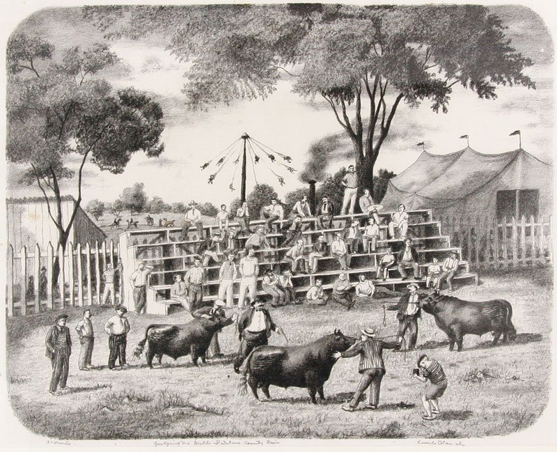 Lucile Blanch (1895-1981): Judging the Bulls, Dutchess County Fair, n.d., Lithograph, 13" x 16", Signed Lower Right, Ed. 20, Framed.