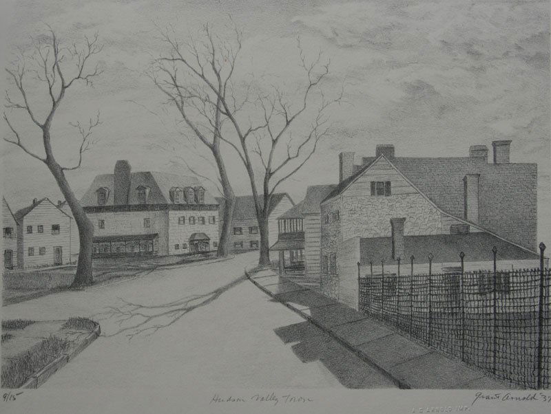 Grant Arnold (1904-1988): Hudson Valley Town, 1937, Lithograph, 8.25" x 11.5", Signed Lower Right, Unframed.