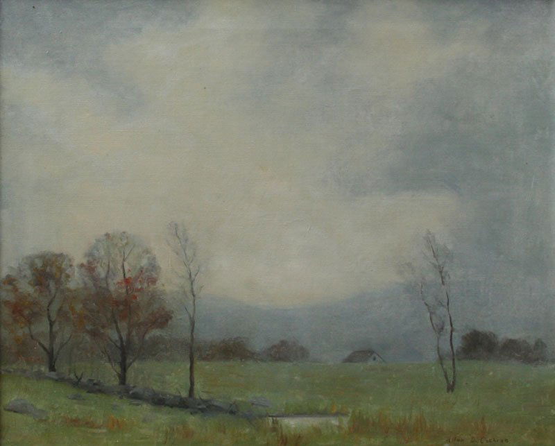 Allen Cochran (1888-1971): Woodstock Landscape, c. 1915, Oil on Canvas, 20" x 24", Signed Lower Right, Framed. Shows influence of Birge Harrison. Woodstock scene.