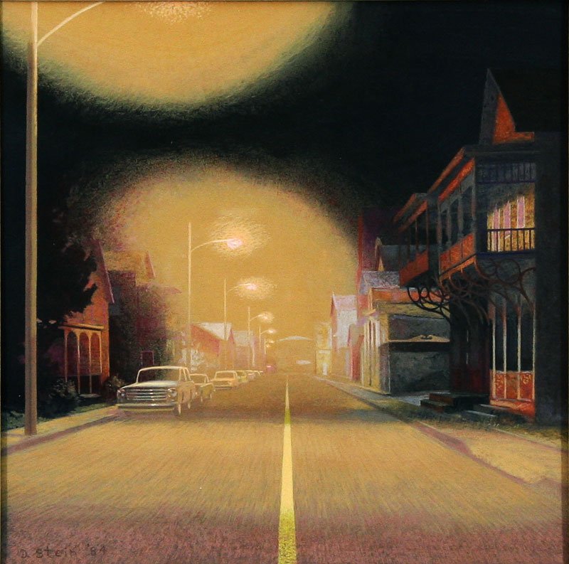 Dale Stein (20th Century): Main Street, Rosendale, 1984, Gouache on Paper, 8" x 8", Signed Lower Left, Framed.
