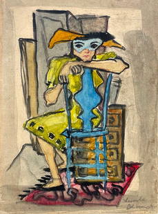 Lucile Blanch (American, 1895 - 1981): "Before the Masquerade"; c. 1950; Watercolor on Paper; 5.5" x 4"; Signed Lower Right; Framed (under glass).