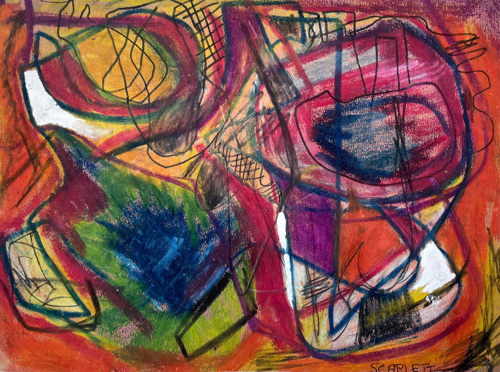 Rolph Scarlett (Canadian, 1889 - 1984): "Untitled"; n.d.; Gouache on Paper; 9.5" x 12.5"; Signed Lower Right; Framed (under glass).