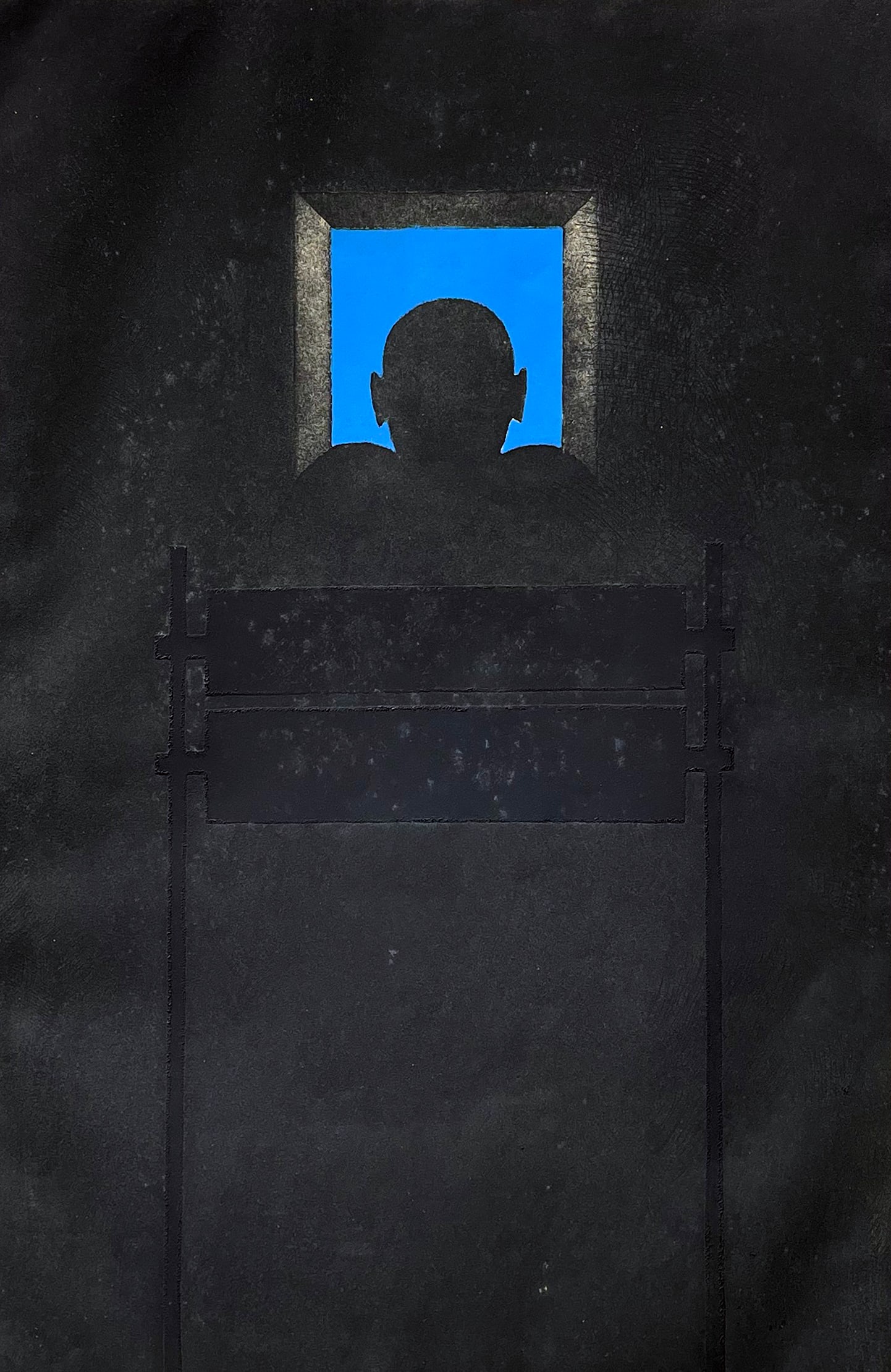 Chaim Koppelman (American, 1920 - 2009): "Etcher in Blue" - Edition W.P. 1; n.d.; Etching; 26.75" x 17.5"; Signed Lower Right; Framed (under glass).