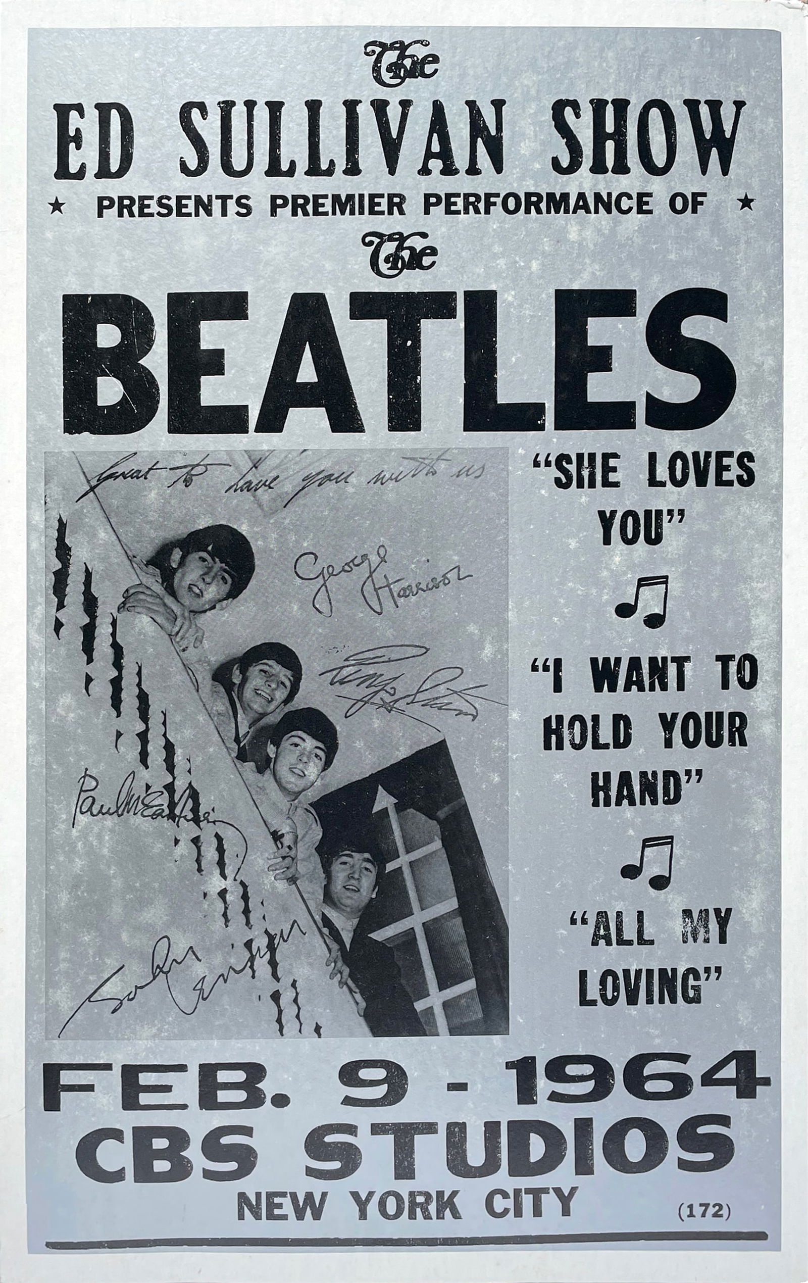 Vintage 1964 The Beatles - Ed Sullivan Show Poster (1 of 3)