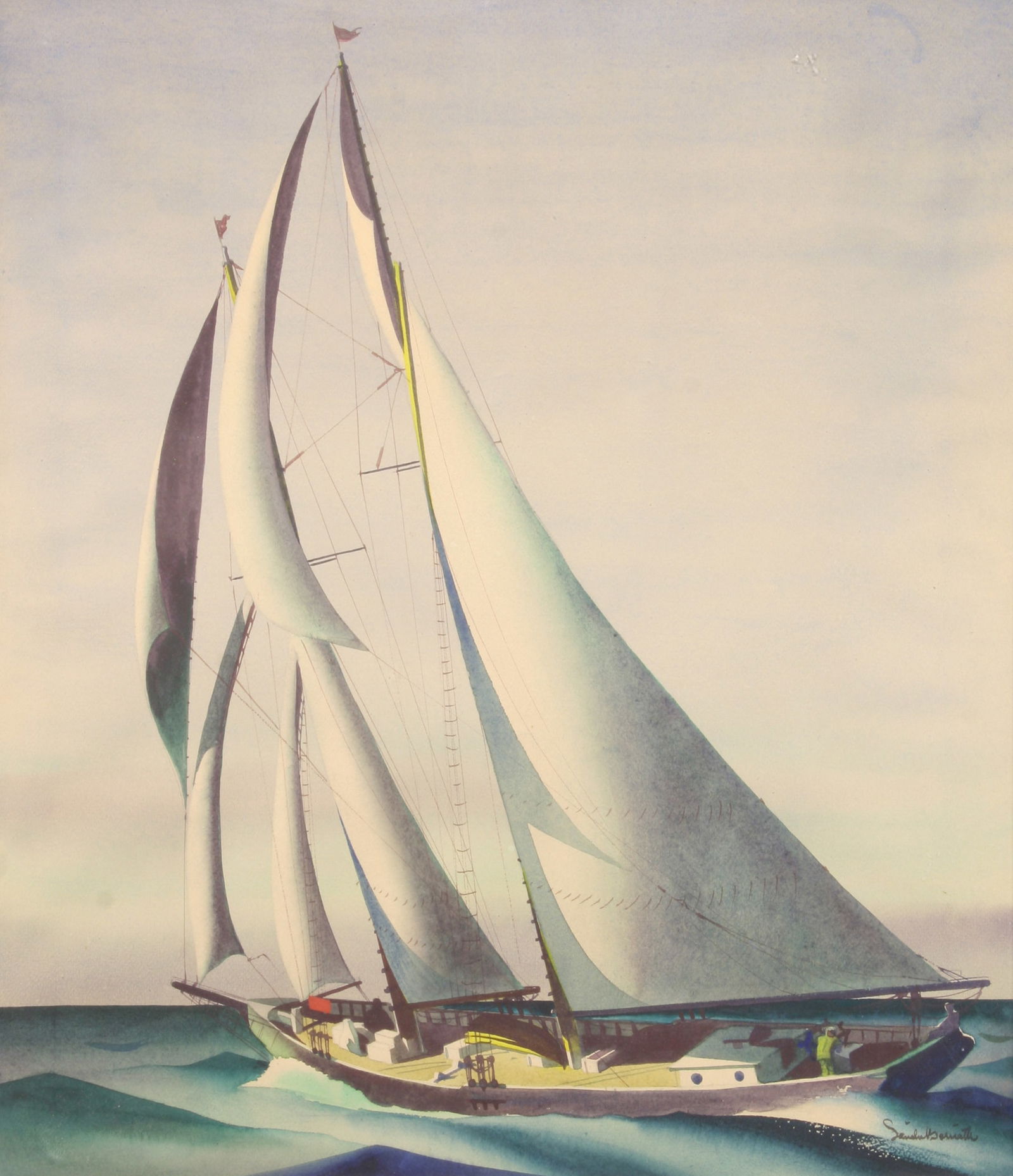 Sandor Bernath (American, 1892-1984): "Gertrude Theband of Gloucester, MA"; n.d.; Watercolor on Paper; 19.75" x 17"; Signed Lower Right; Framed (under glass).