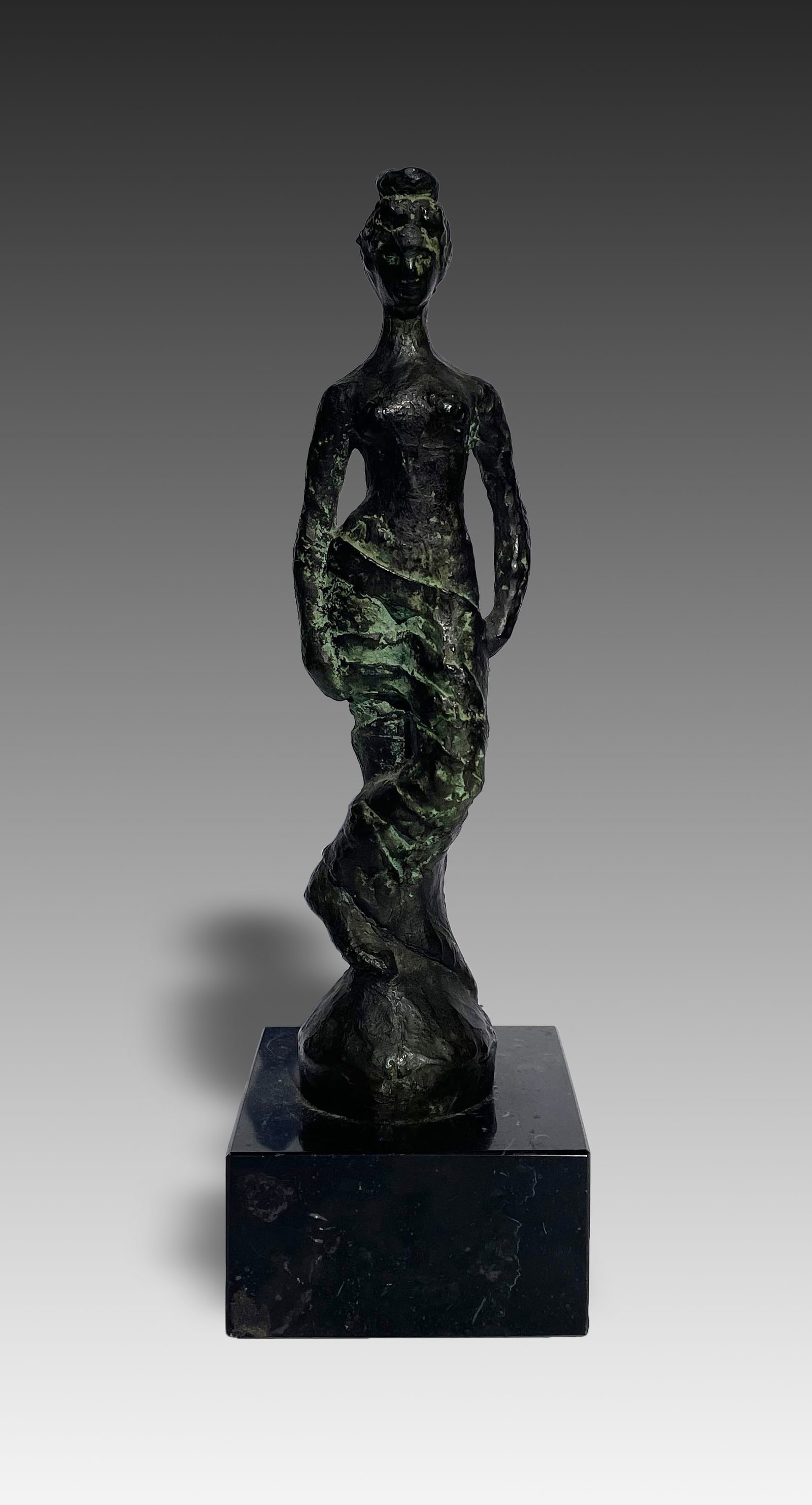 Hannah Small (American, 1903 - 1992): "Draped Female Figure" - Edition 13/150; 1978; Cast Bronze on Marble Base; 11" x 3" x 2.5"; Signed Lower Back; Note: Tallix foundry mark near signature; Weight: 8 lbs.