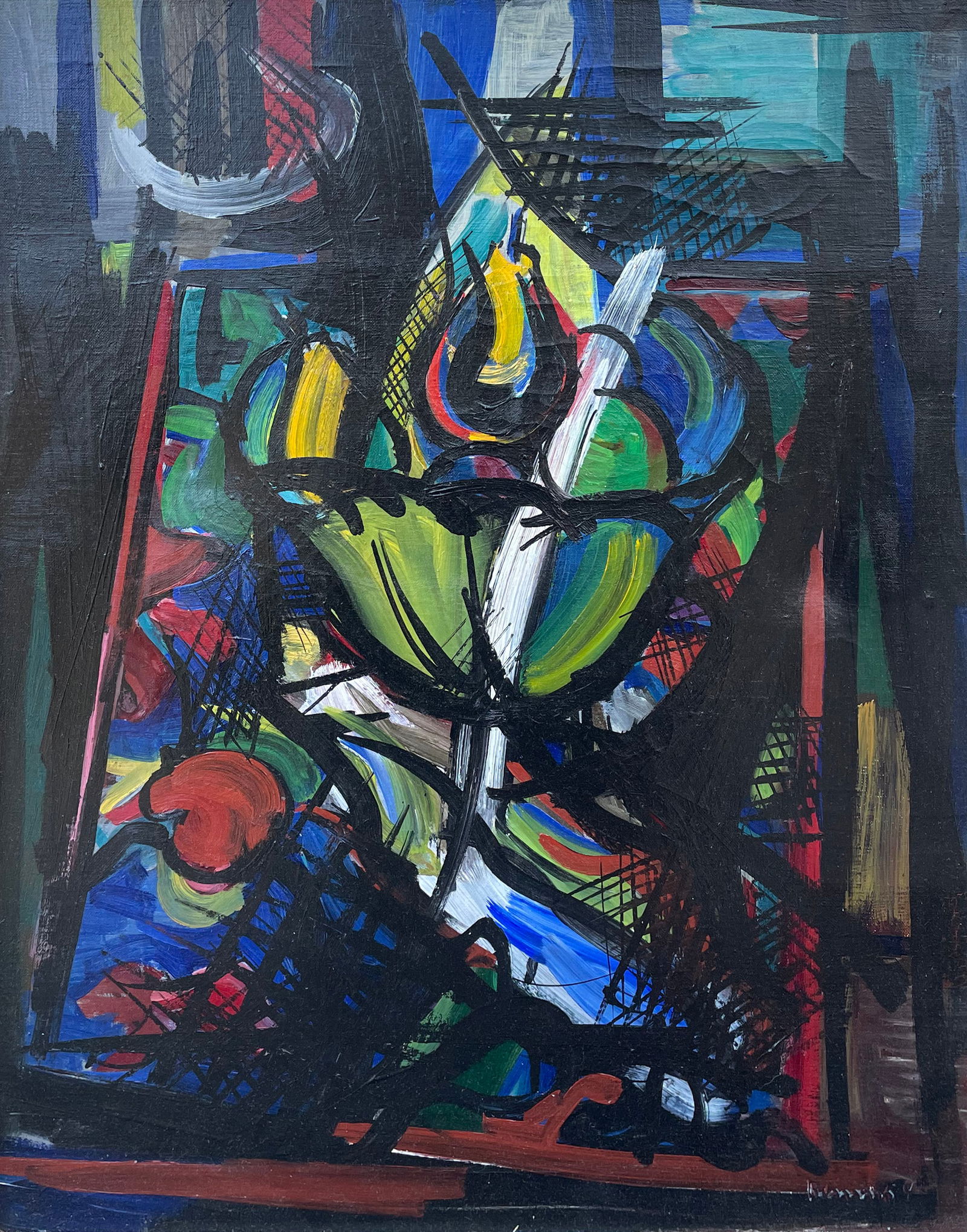 Ben Benn (American, 1884 - 1983): "Still Life with Fruit Bowl"; 1956; Oil on Canvas; 24" x 20"; Signed Lower Right; Framed; Note: partial label for "Harry Salpeter Gallery - New York, NY" on verso.