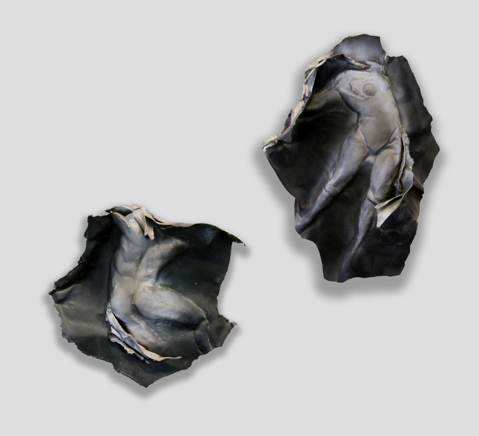 Judith Brown (American, 1931 - 1992): LOT OF TWO: A. "Untitled"; n.d.; Sculpted and Painted Scrap Metal; 13.5" x 14.5" x 4.5"; Initialed "JB" on Verso / B. "Untitled"; n.d.; Sculpted and Painted Scrap Metal"; 18.5" x 13" x 8.5"; Initialed