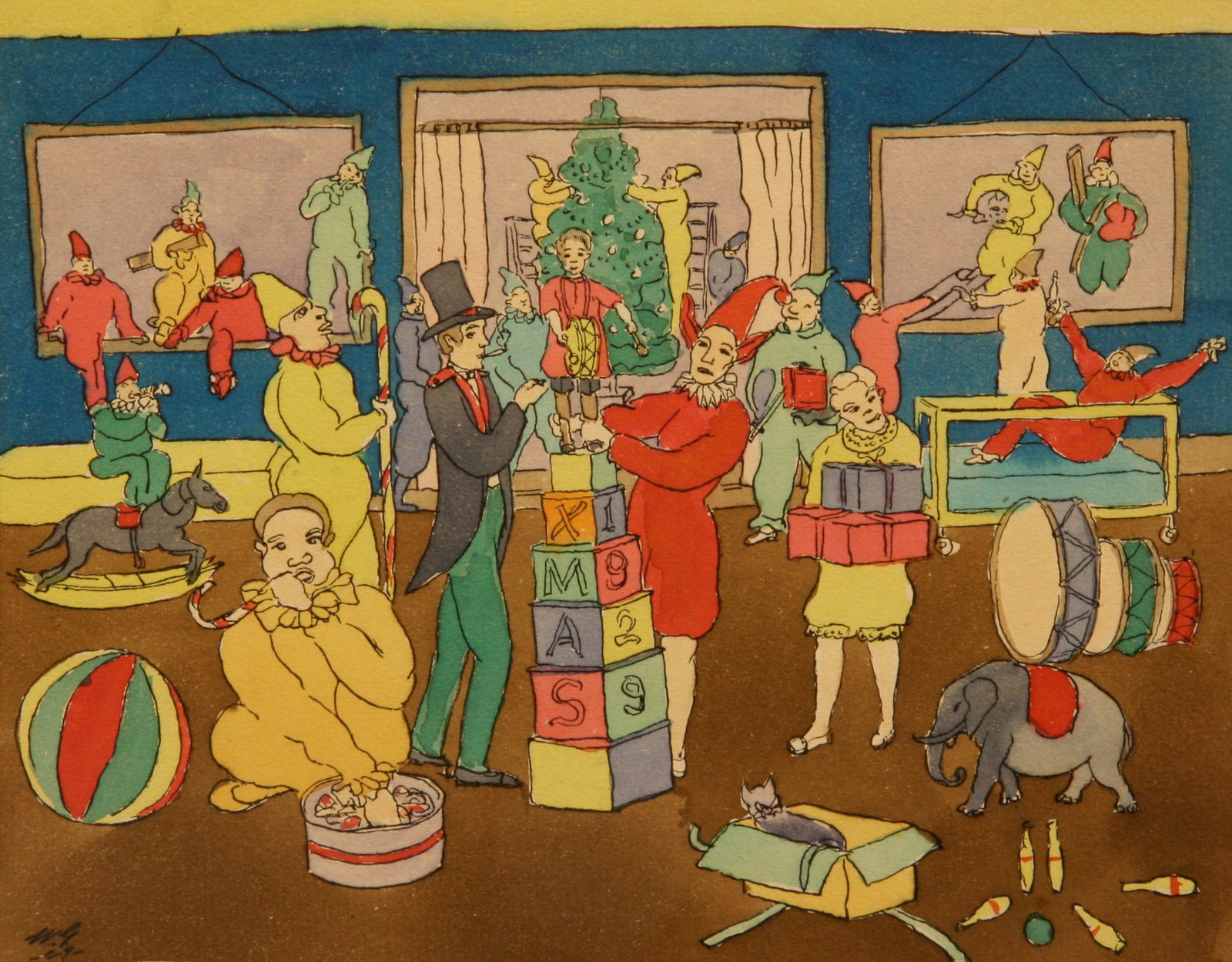 Wood Gaylor (American, 1884 - 1957): "Decorating for Christmas" - Edition 6/13; 1924; Lithograph; 7" x 9"; Signed Lower Right; Unframed.