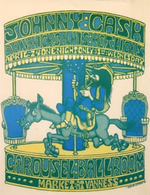 Vintage 1968 Johnny Cash at the Carousel Ballroom Poster