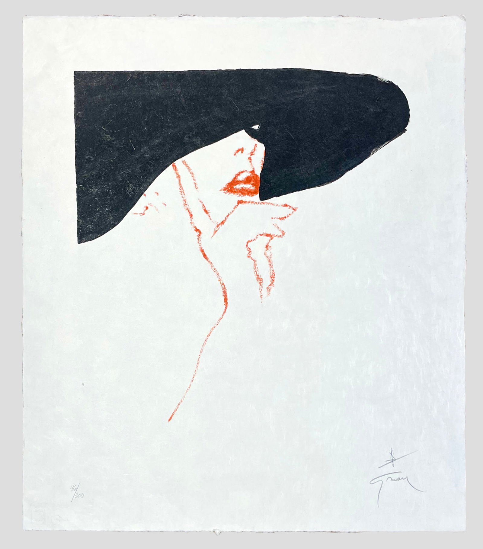 Rene Gruau (Italian, 1909 - 2004): "Esquisse de Brigitte" - Edition 46/300; 1988; Lithograph; 17.75" x 15.75 (sheet); Signed "Gruau" Lower Right; Unframed.
