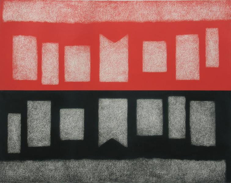 Dorothy Dehner (1901-1994): Mirage - Red & Black; Serigraph; Edition 4/20; 23.15 x 26.25"; Signed & Numbered on Verso; Framed.