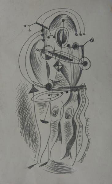 Konrad Cramer (1888-1963): Untitled; July 28, 1954; Graphite on Paper; 13.75 x 8.5"; Signed Lower Right; Unframed