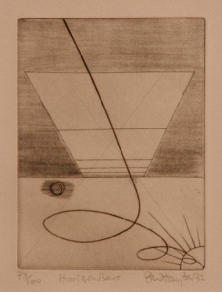 Stanley Hayter (20th Century): Horizon Bars; 1932; Etching; 5.75 x 4.25"; Signed Lower Right; Edition 73/100; Framed