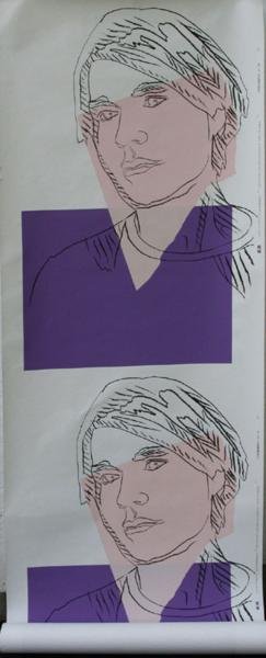 Andy Warhol (1928-1987): Self Portrait Wallpaper, Double Repeat; c. 1978; Screen Print on Wallpaper; 81 x 30"; Unframed. Small mark (1/2 cm) on back side of lower image.
