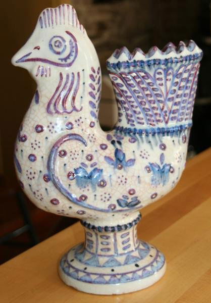 Carl Walters (1883-1955): Ceramic Rooster, c. 1940, glazed ceramic. This widely exhibited artist lived in Woodstock and created ceramic sculpture often based on animal motifs. His glass panels were installed in the Whitney Mus