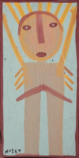 Mose Tolliver (1919-2006): Jesus; 1991; Latex Paint on Wood Panel; 32 x 16.25"; Signed Lower Left; Unframed. Purchased from Mr. Tolliver at his Georgia home in 1992 by James Cox.