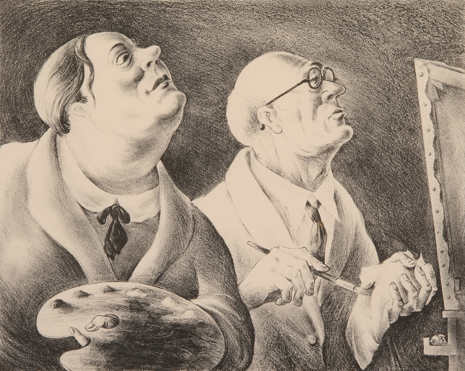 Russell Limbach (American, 1904 - 1971): "Student and Master"; 1934; Lithograph; 9" x 11.25"; Signed "Limbach" Lower Right; Unframed.