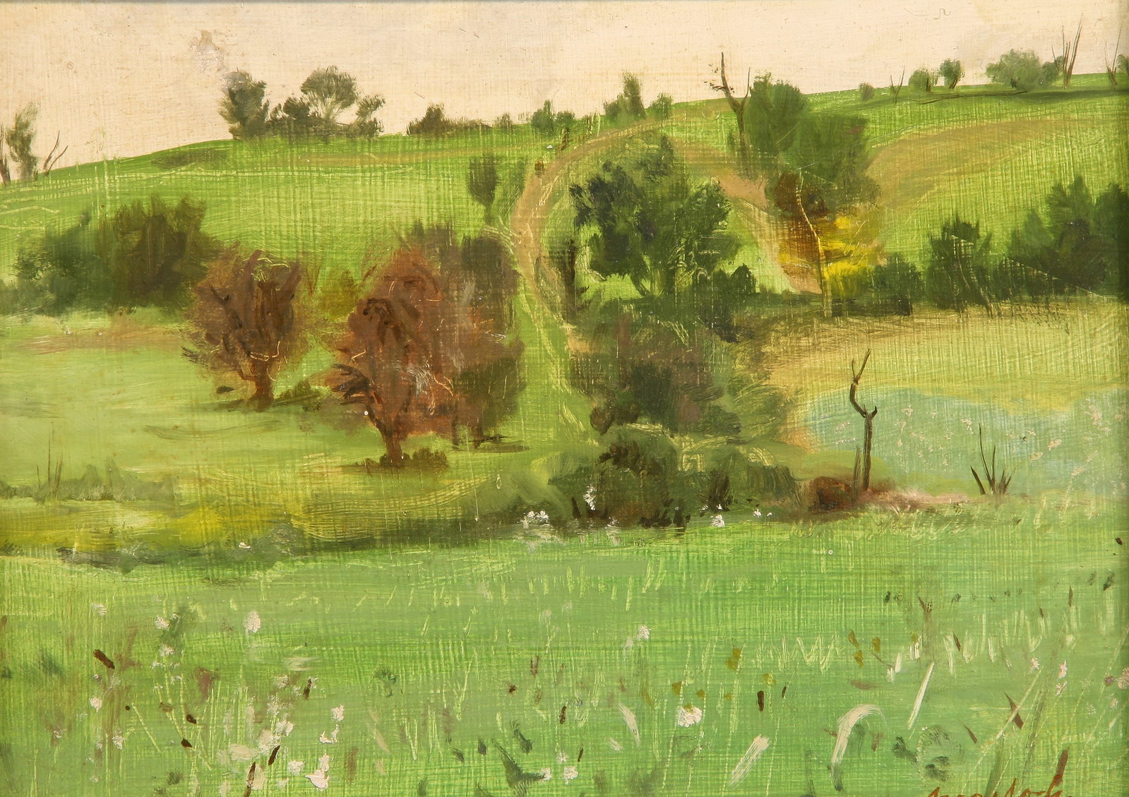 Robert "Bob" Angeloch (American, 1922 - 2011): "West Taghkanic - NY"; n.d.; Oil on Board; 5.25" x 7.25"; Signed "Angeloch" Lower Right; Framed; Note: Titled on verso.