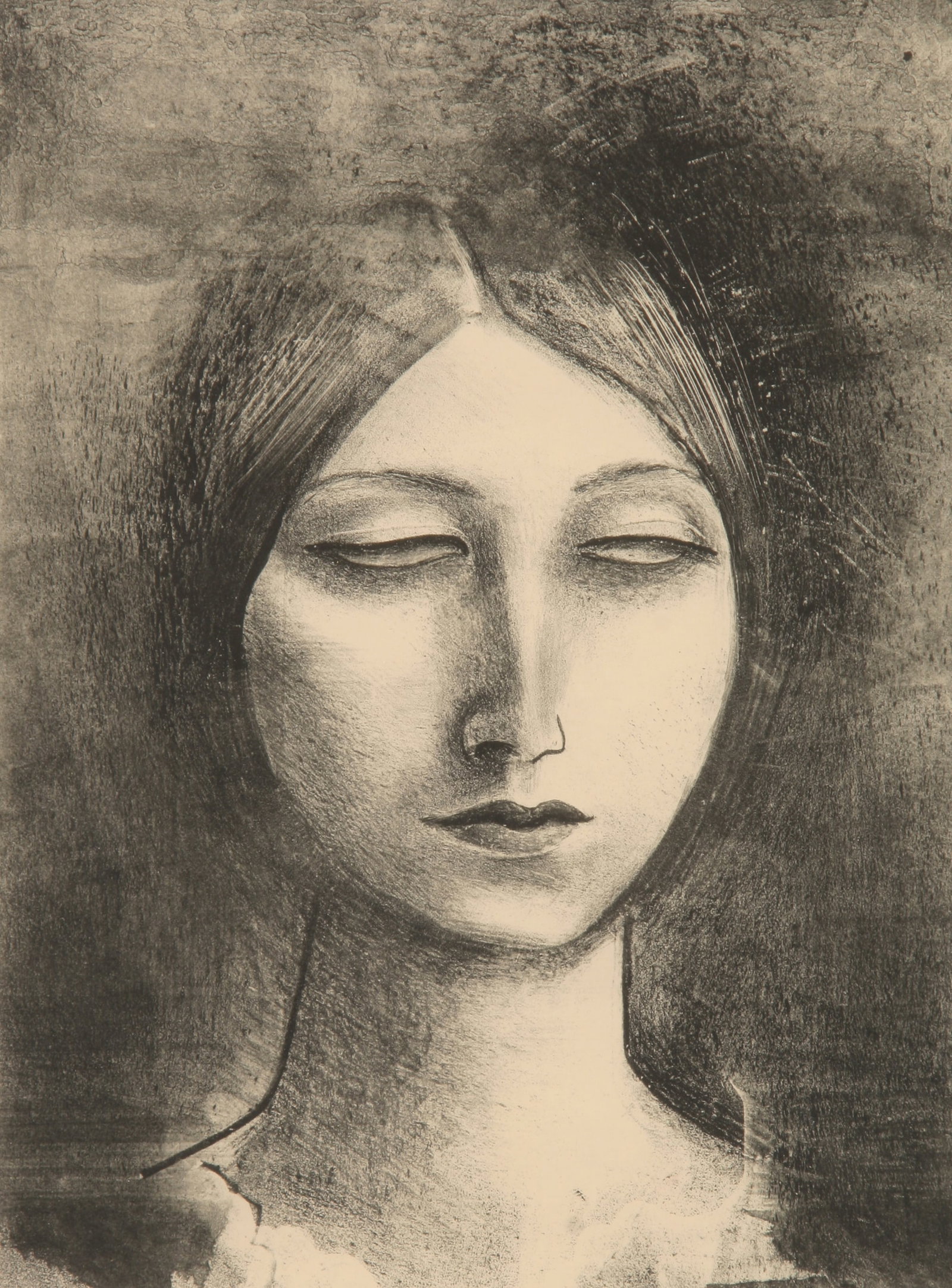 John Carroll (American, 1892 - 1959): "Jone-Dark"; c. 1930; Lithograph and Chine Collé; 9.25" x 6.75"; Signed "John Carroll" Lower Right; Framed (under glass).