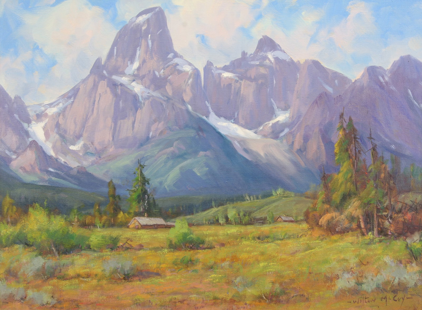 Wilton McCoy (American, 1902 - 1986): "Grand Tetons - Jackson Hole, Wyoming"; 1973; Oil on Canvas; 18.5" x 24"; Signed "Wilton McCoy" Lower Right; Framed; Note: Titled, signed and dated on verso.