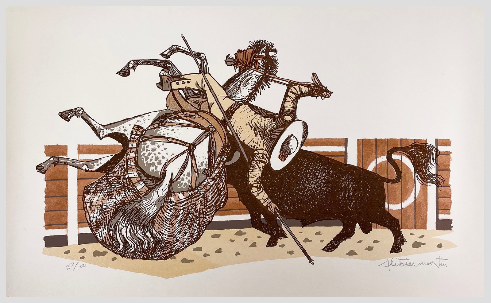 Fletcher Martin (American, 1904 - 1979): "The Picador" - Edition 22/100; c. 1950; Serigraph; 22" x 40"; Signed "Fletcher Martin" Lower Right; Unframed.