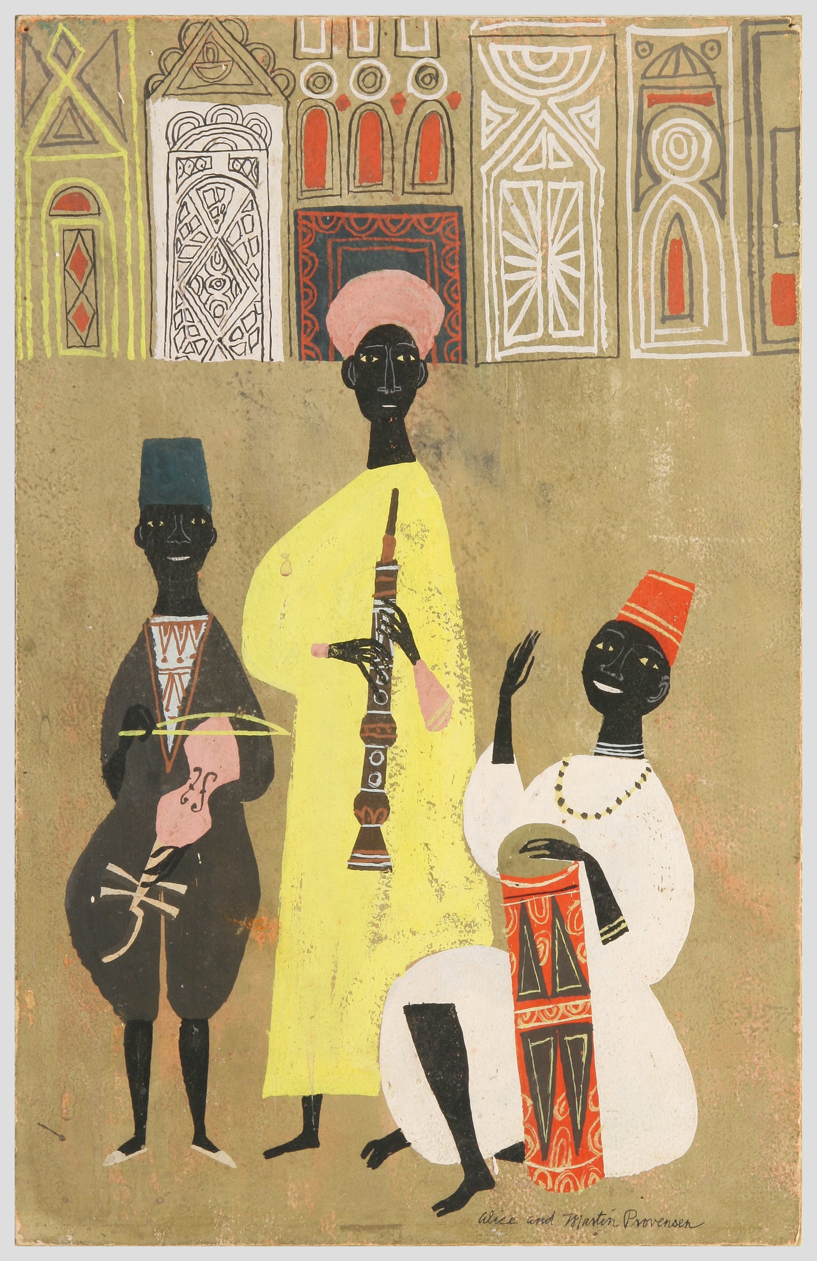 Alice (American, 1918 - 2018) & Martin (American, 1916 - 1987) Provensen: "Untitled"; n.d.; Gouache on Board; 14.25" x 9"; Signed "Alice and Martin Provensen" Lower Right; Unframed.