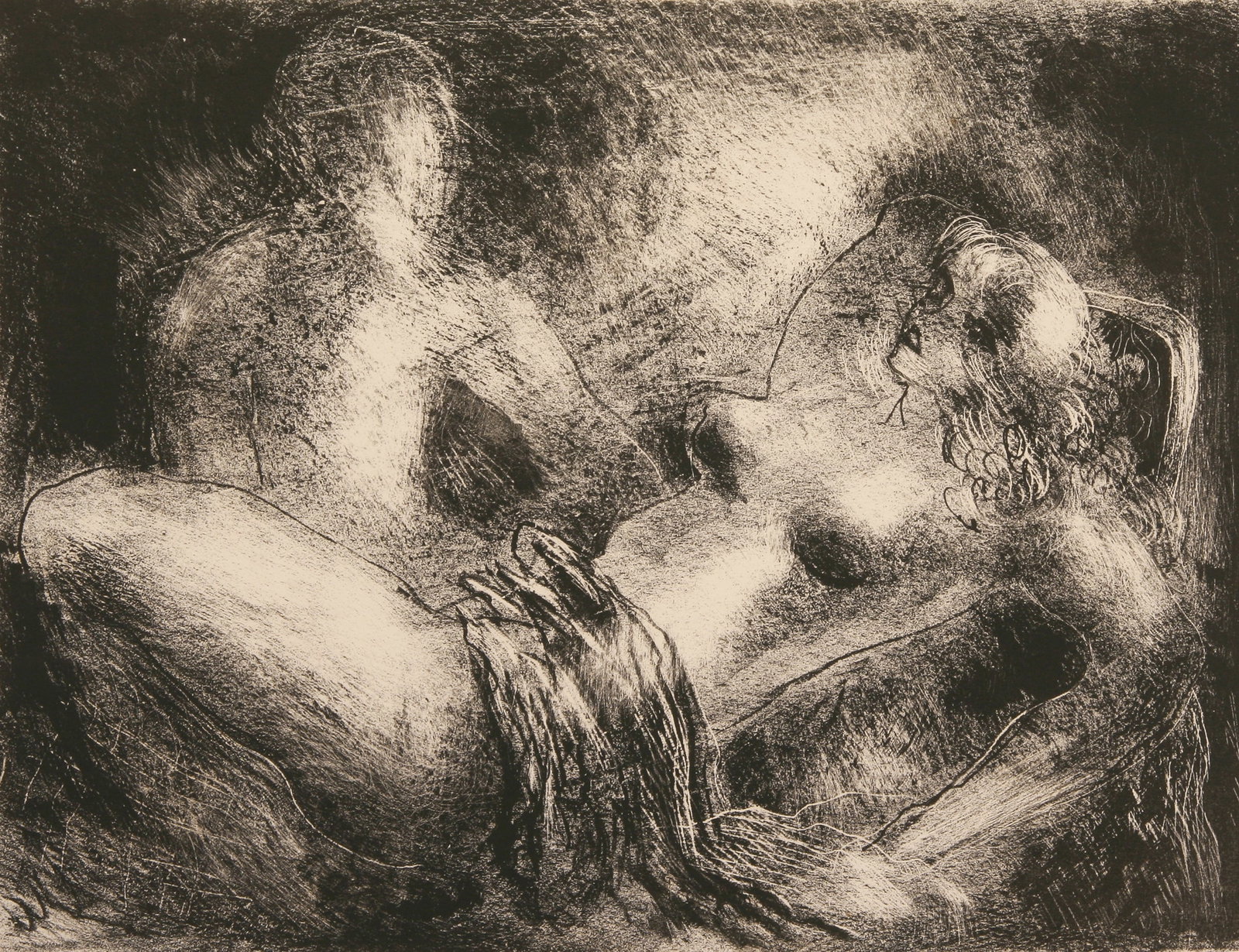 Konrad Cramer (German-American, 1888 - 1963): "Summer Night" - Edition 10/15"; 1935; Lithograph and Chine Collé; 9.5" x 12.25"; Signed "Konrad Cramer" Lower Right; Unframed.