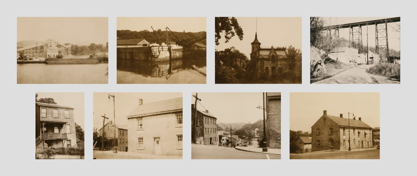 John Striebel (American, 1891 - 1962): LOT OF EIGHT POLAROID PHOTOGRAPHS OF THE RONDOUT DISTRICT, KINGSTON, NY BY JOHN STRIEBEL (American, 1891 - 1962): c. 1952; Polaroid Photograph; 4.5” x 6” (each); Unsigned; Unframed; Note: