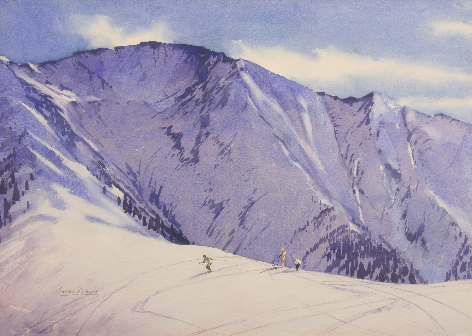 Wayne Davis (American, 1904 - 1988): "Back Country"; n.d.; Watercolor on Paper; 19" x 25.75"; Signed "Wayne Davis" Lower Left; Framed (under glass).