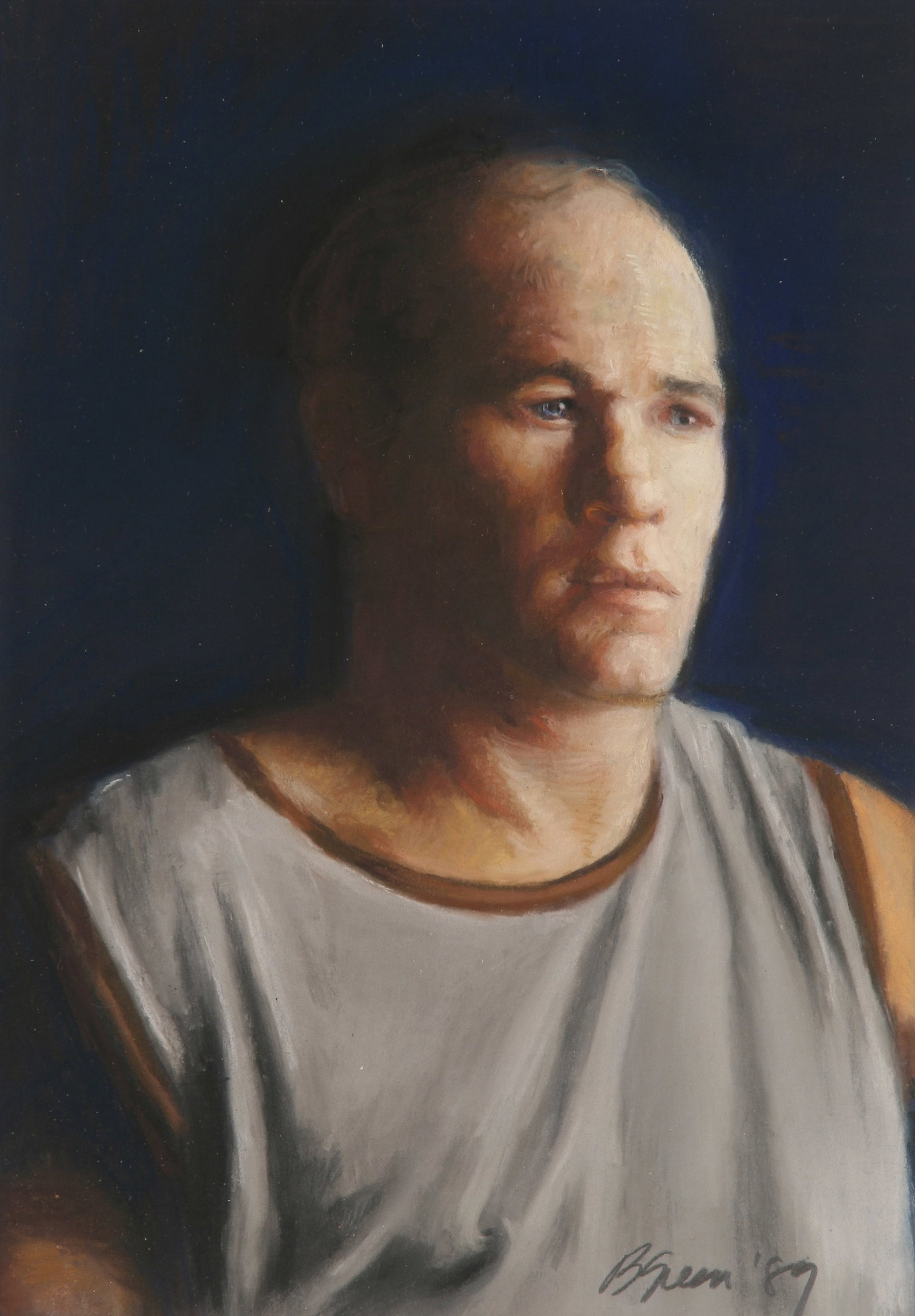 Barbara Green: "Rooney"; 1989; Pastel on Sanded Board; 8" x 5.75"; Signed "B. Green" Lower Right; Framed (under glass); Note: "Bright Paths & Dark Detours" label on verso.