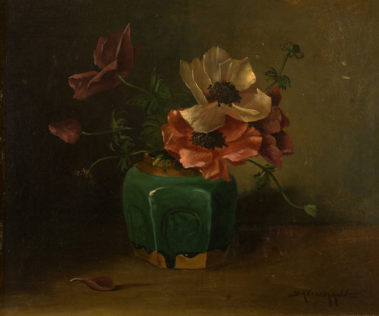 Derk Isselmann (Dutch, 1890 - 1959): "Still Life"; n.d.; Oil on Board; 12" x 14.25"; Signed "Dik Isselmann" Lower Right; Framed.