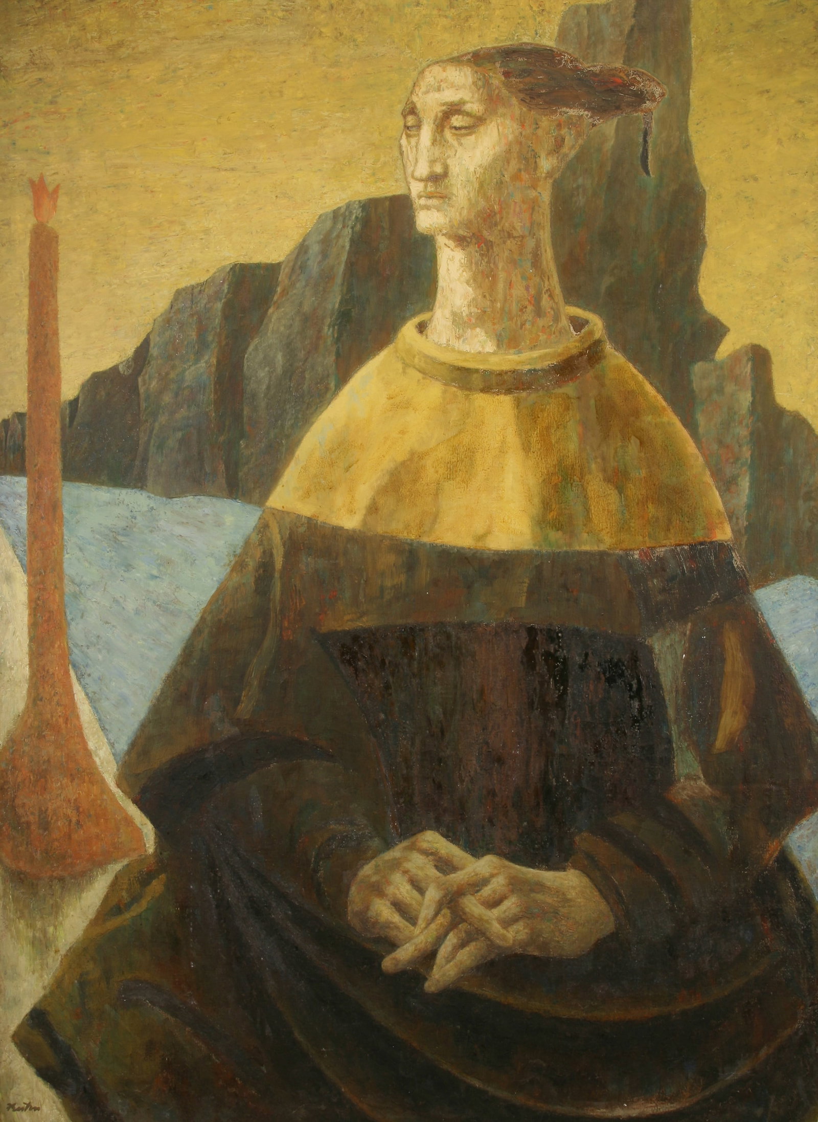 John Fenton (American, 1912 - 1977): "Dido"; c. 1950s; Oil on Canvas; 43" x 31"; Signed "Fenton" Lower Left; Framed.