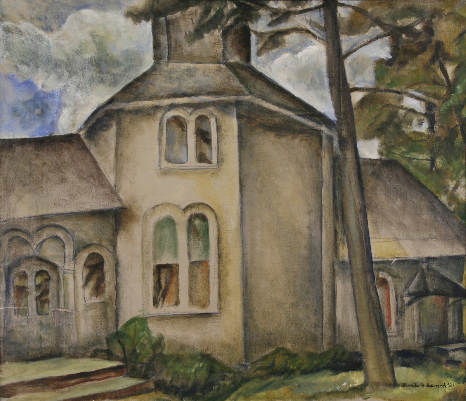 Lucile Blanch (American, 1895 - 1981): "Untitled"; 1921; Oil on Canvas; 15.75" x 17.75"; Signed "Lucile Blanch" Lower Right; Framed; Note: Partial label on verso. Inscribed "Blonde/Lucile Blanch" on stretcher bar verso.