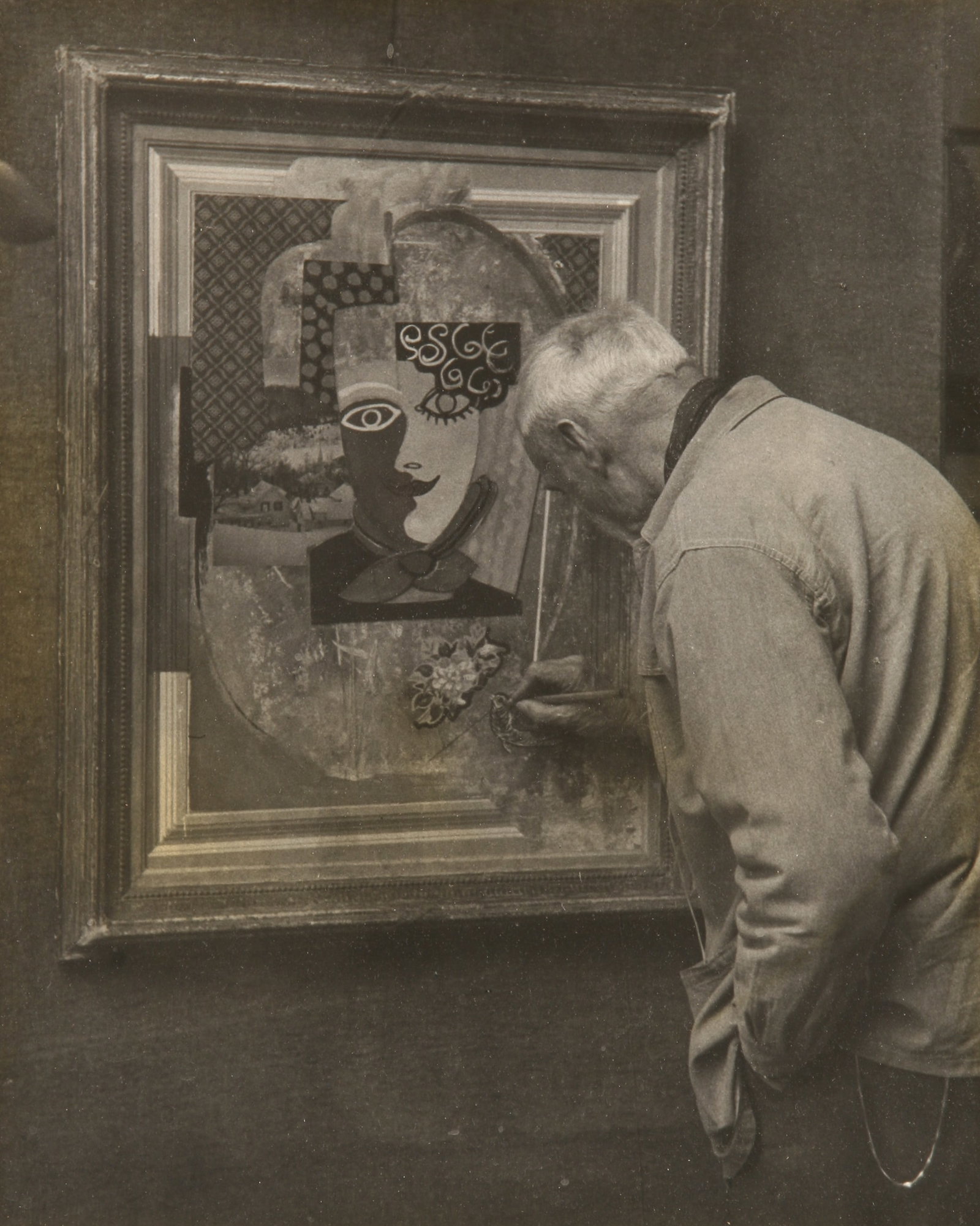 Florence Ballin Cramer (American, 1883 - 1962): "Konrad Cramer Painting"; c. 1950; Gelatin Silver Print; 9.75" x 7.75"; Signed "Florence Ballin Cramer" Lower Right on Mat; Framed (under glass); Note: "Konrad Cramer Photograph" stamp on verso.