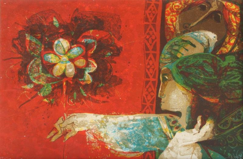 Alvar (b. 1935): Boqueta, c. 1980, 20" x 27," Signed Lower Right, Framed.