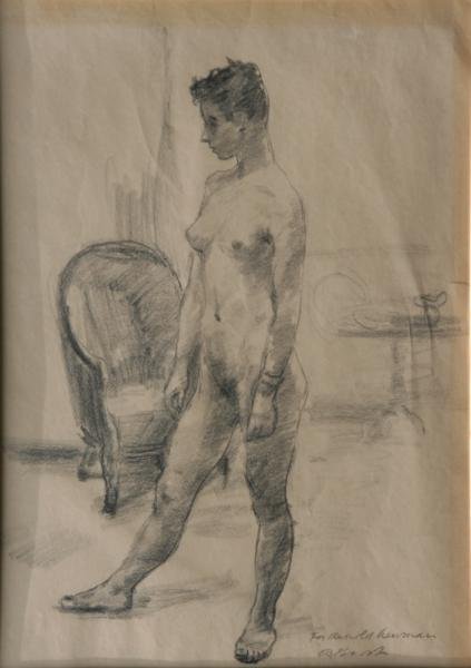 Alexander Brook (1898-1980): Peggy Bacon Posing, c. 1955, Graphite on Paper, 15 1/4" x 11," Signed Lower Right, Framed (No Glass).