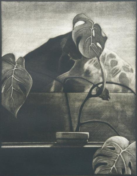 Kalman Oswald (1888-1975) & Dorothea Wright: PAIR: A (Oswald): Gathering Nets, c. 1935, Linoleum Cut, 6 3/8" x 4 7/16," Signed in Pencil on Verso, Unframed; B (Wright): Plant and Mill, c. 1995, Mezzotint, 9.5" x 7.5" (image), Signed Lower Right,