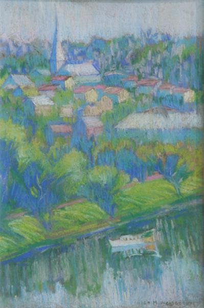 Helen Mills Weisenberg (b. 1885): The Falls of Schuylkill, n.d., Pastel on Paper, 12.5" x 9" (image), Signed Lower Right, Framed. Title inscribed on verso. RESERVE