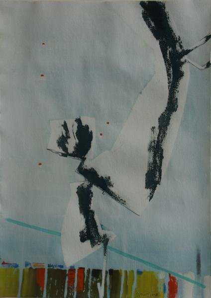 Dimitri Petrov (1919 - 1986): Untitled Abstract, 1978, Mixed Media Collage, 29.5" x 22," Signed Lower Right, Framed.