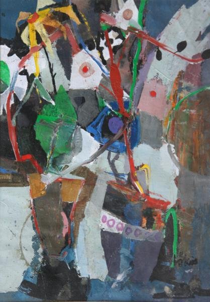 Stefan Lokos (1913-1994): Untitled Abstract, c. 1985, Acrylic on Paper, 22" x 17," Signed Lower Right, Framed.