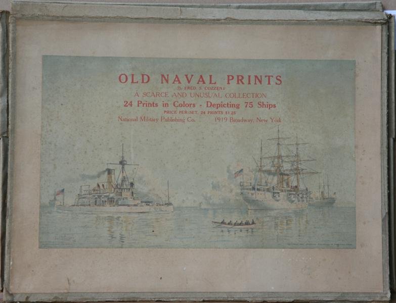 Fred S. Cozzens (1846-1928): Old Naval Prints, 1892, Chromo Lithographs (color), 8" x 12" (image) Each Signed in Plate, Unframed. Complete set, 24 prints. Includes portfolio cover. Published National Military Publishing Co., NYC.