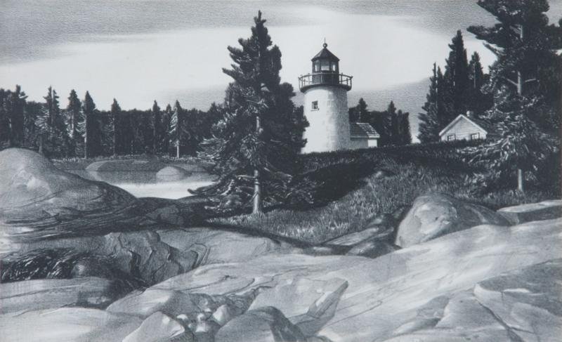 Stow Wengenroth (1906-1978): Lighthouse, 1938, Lithograph, 8" x 12," Signed Lower Right, Framed.